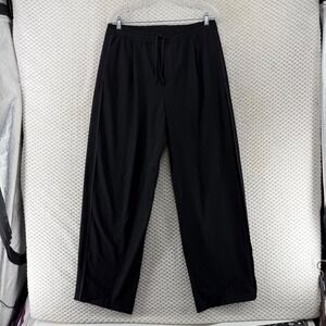 Zara Wide Leg Dress Pants Women's M Black‎ Drawstring Elastic Waist Career